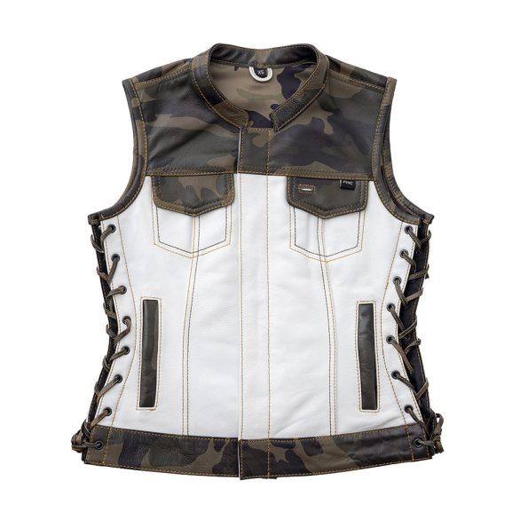 Scout White And Black Leather Vest