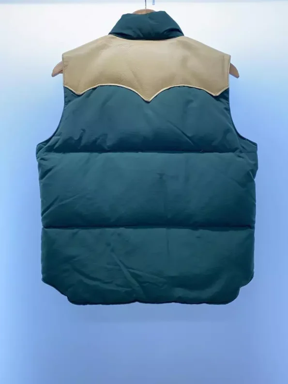 Sugar Cane Leather Yoke Down Blue And Grey Vest.