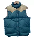 Sugar Cane Leather Yoke Down Blue And Grey Vest