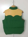 Sugar Cane Leather Yoke Down Green And Beige Vest