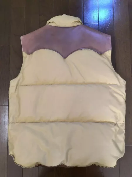 Sugar Cane Leather Yoke Down White And Purple Vest.