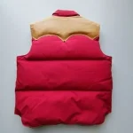 Sugarcane Leather Yoke Down Red And Beige Vest