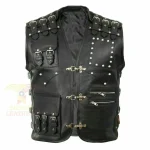 Texas Cow Leather Heavy Buckled Rocker Biker Motorcycle Vest