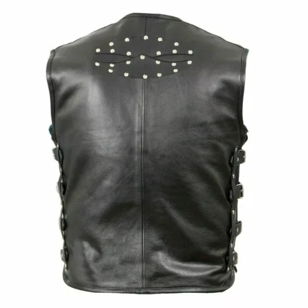 Texas Cow Leather Heavy Buckled Rocker Biker Motorcycle Vest.
