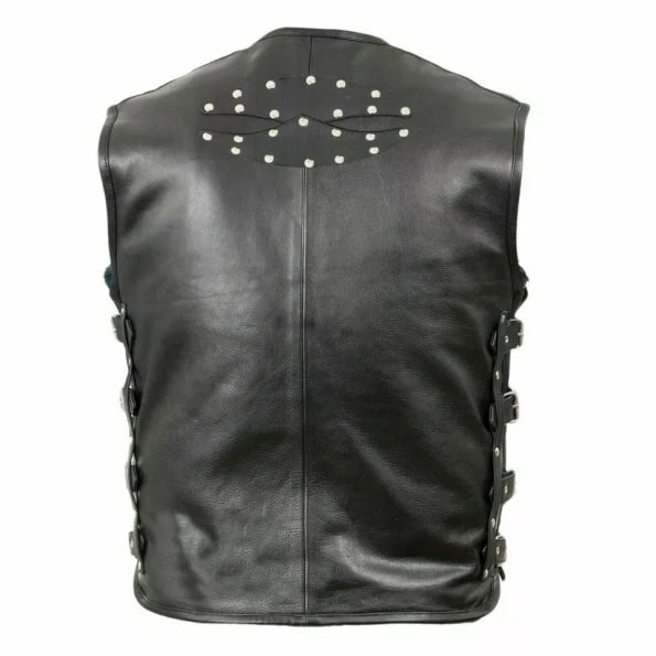 Texas Cow Leather Heavy Buckled Rocker Biker Motorcycle Vest.