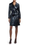Tom Ford Breasted Croc Embossed Leather Trench Coat