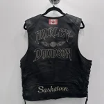 Vintage Harley Davidson Saskatoon Leather Motorcycle Vest