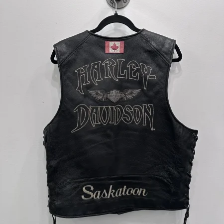 Vintage Harley Davidson Saskatoon Leather Motorcycle Vest