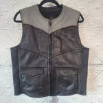 Vintage Tour Lion Rex Marsee Black Gray Leather Motorcycle Vest