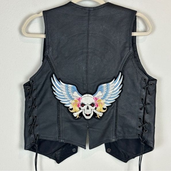 Women’s Bad Girl Real Leather Black Motorcycle Vest.