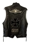 Women's Interstate Leather Black Biker Vest