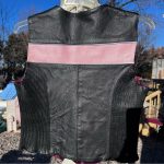 Women’s Tulsa Black And Pink Leather Biker Vest