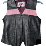 Women’s Tulsa Black And Pink Leather Biker Vest