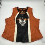 Women's Vintage Harley Davidson Embroidered Leather Vest