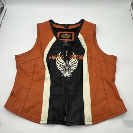 Women's Vintage Harley Davidson Embroidered Leather Vest