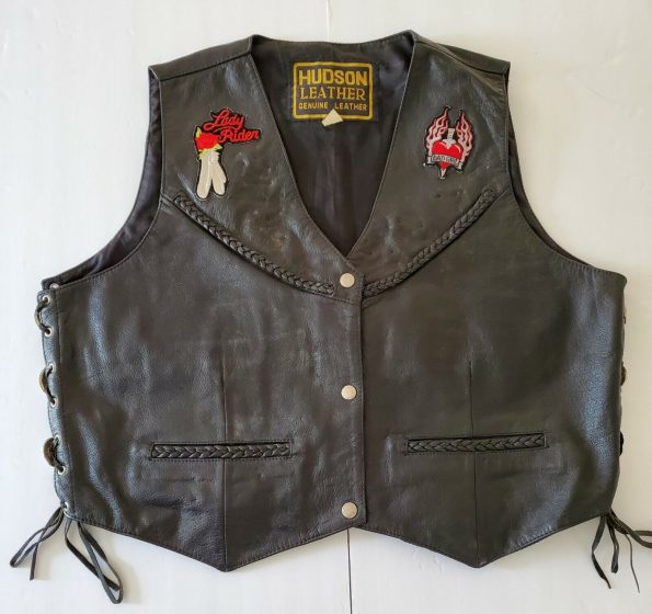 Women's Vintage Hudson Black Leather Motorcycle Vest