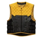 Yellow Leather Motorcycle Vest With Side Straps
