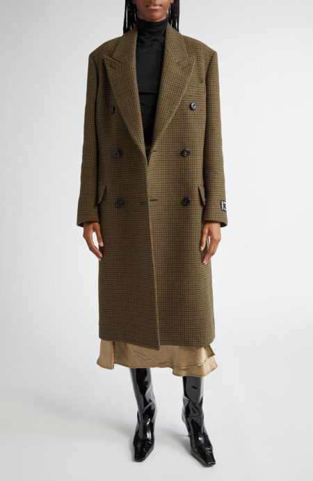 Acne Studios Khaki Green Ohama Double Breasted Tweed Coat