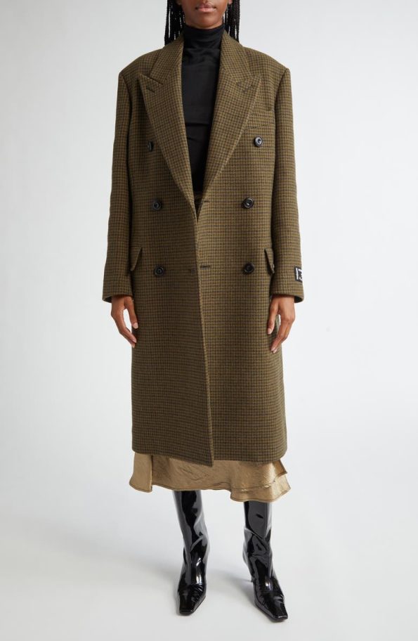 Acne Studios Khaki Green Ohama Double Breasted Tweed Coat