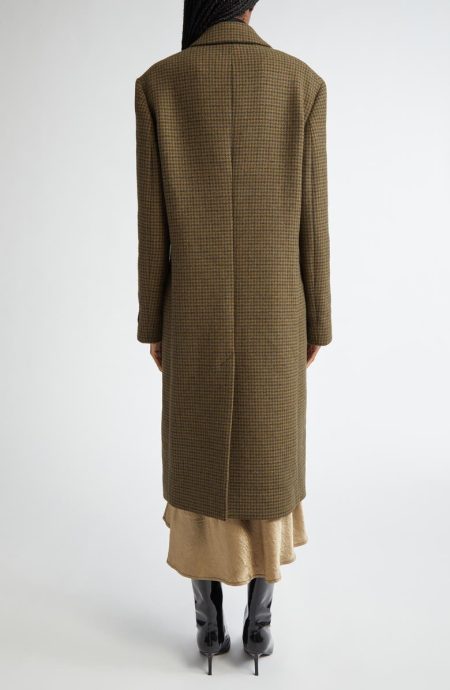 Acne Studios Khaki Green Ohama Double Breasted Tweed Coat.