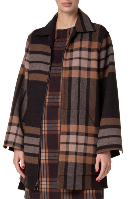 Akris Fabiola Plaid Double Face Wool Coat