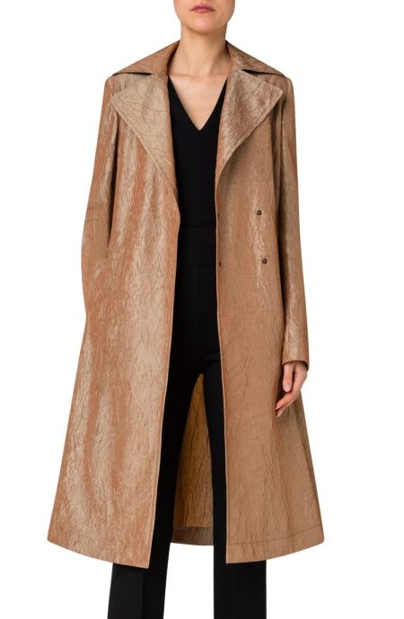Akris Punto Beige Water Repellent Crushed Taffeta Coat
