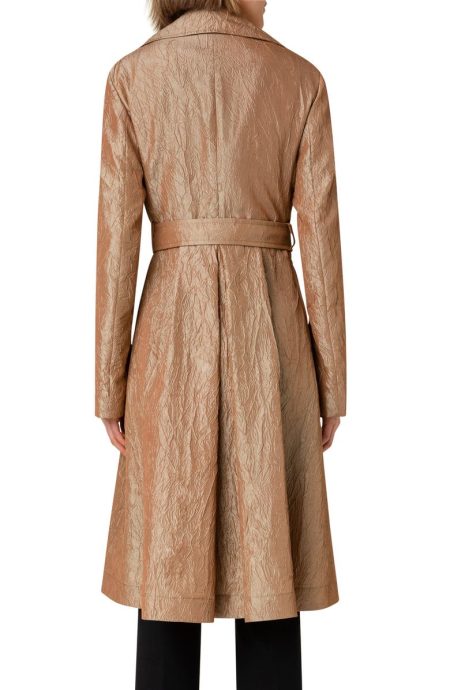 Akris Punto Beige Water Repellent Crushed Taffeta Coat.