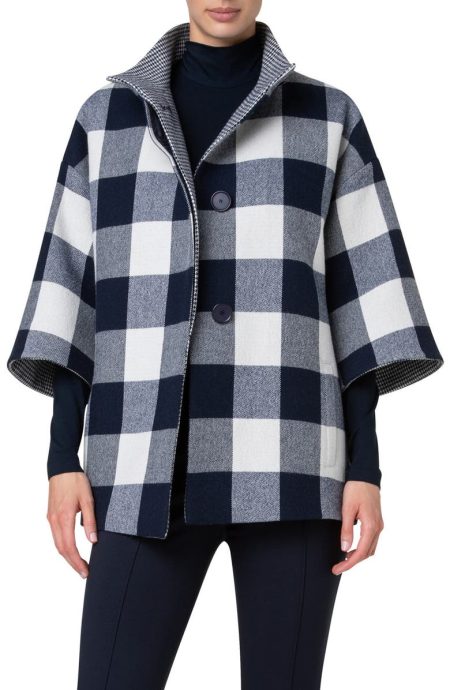 Akris Punto Buffalo Check Felted Car Coat