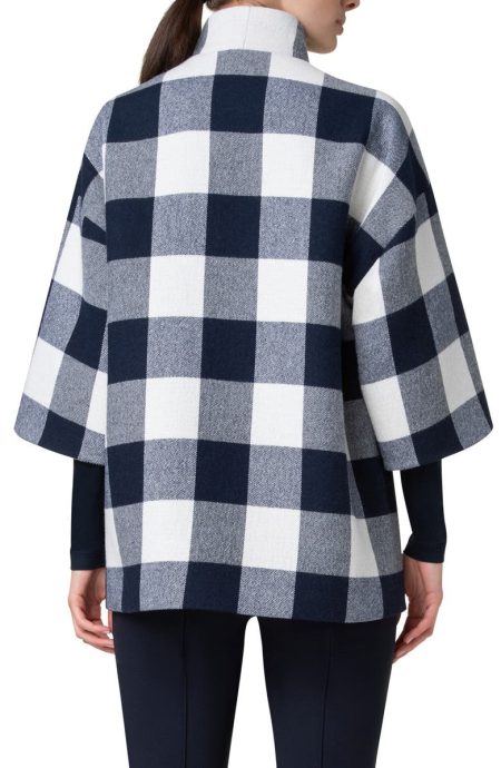 Akris Punto Buffalo Check Felted Car Coat.