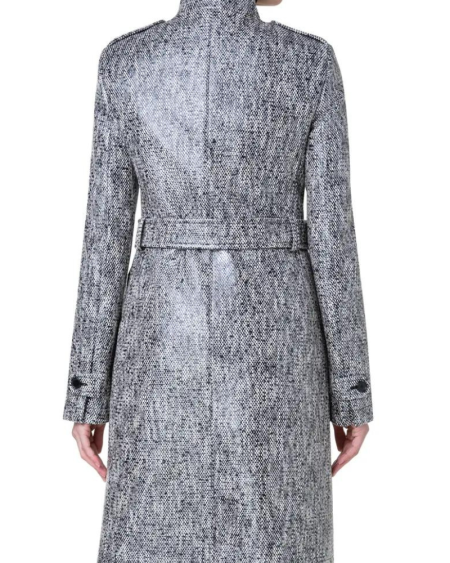 Akris Punto Lacquered Tweed Rain Coat With Removable Lining.