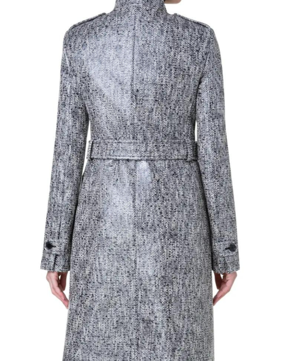 Akris Punto Lacquered Tweed Rain Coat With Removable Lining.