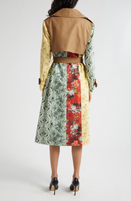 Alice + Olivia Keith Lace Trim Trench Coat.
