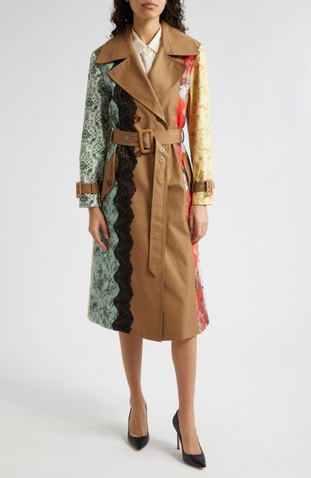Alice + Olivia Keith Lace Trim Trench Coat