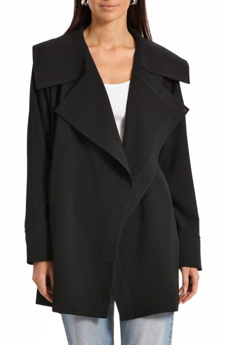 Avec Les Filles Black Drape Trench Coat