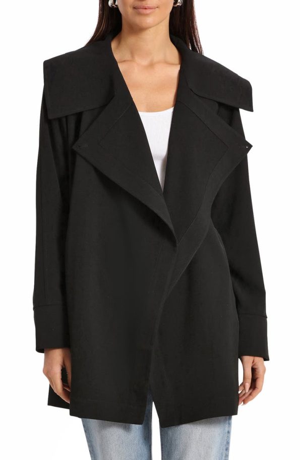 Avec Les Filles Black Drape Trench Coat