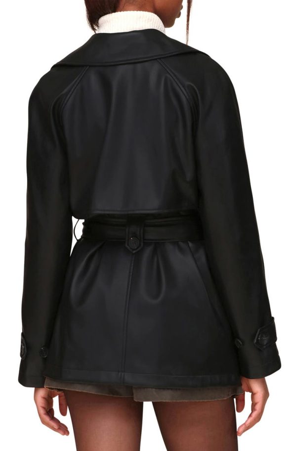 Avec Les Filles Black Relaxed Midlength Walking Coat.