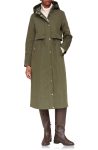 Avec Les Filles Olive Water Resistant Twill Hooded Longline Coat