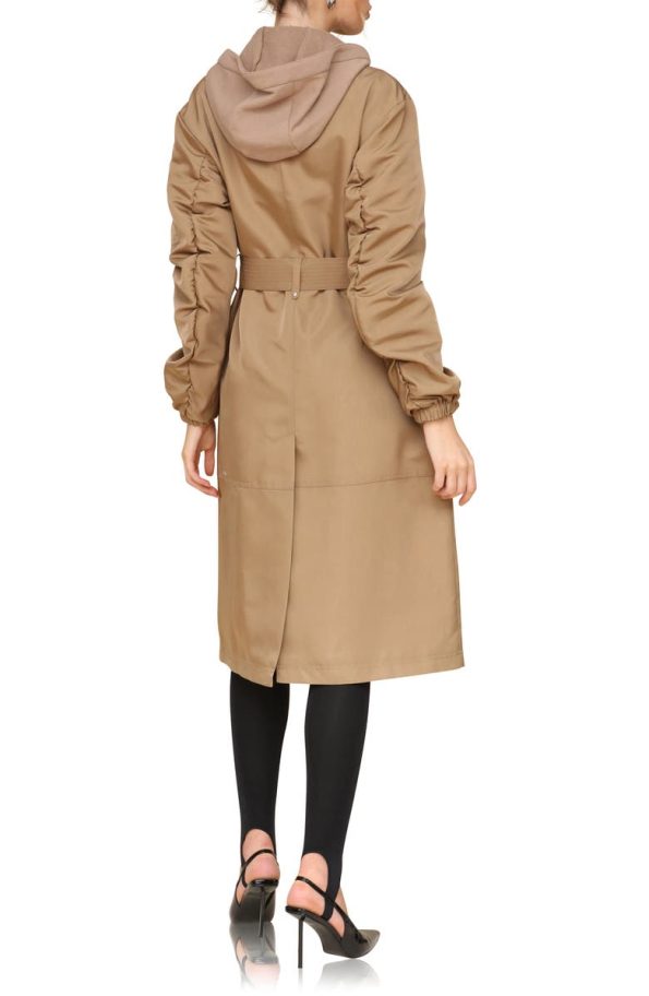 Avec Les Filles Pecan Belted Longline Hooded Coat.