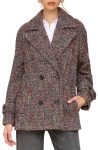 Avec Les Filles Red Multi Herringbone Peacoat