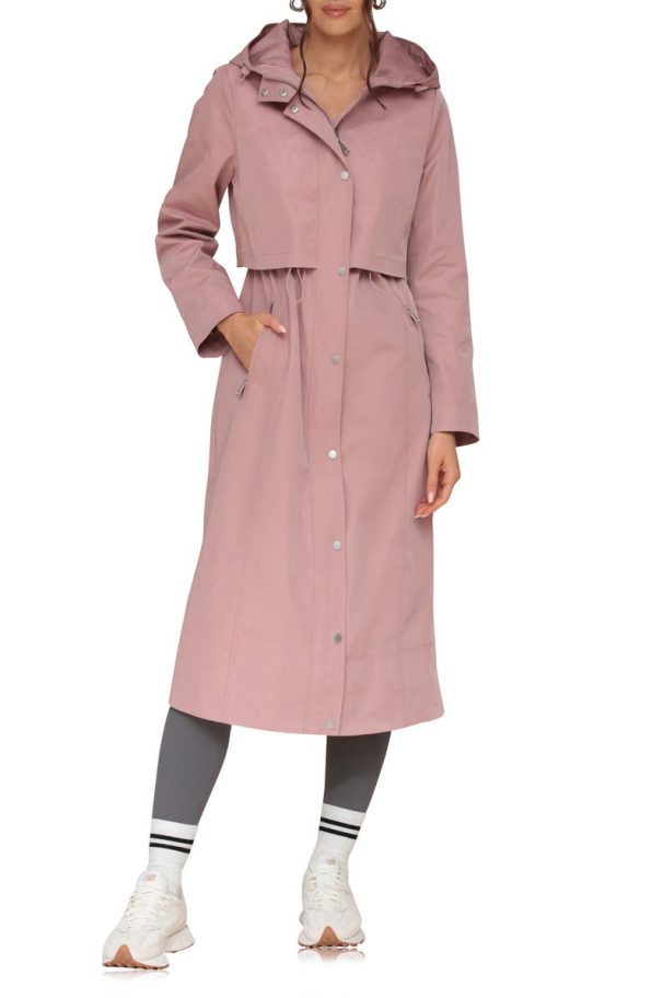 Avec Les Filles Rose Water Resistant Twill Hooded Longline Coat