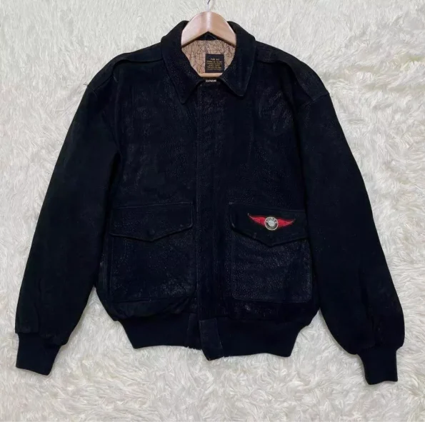 Avirex A-2 Navy Blue Leather Flight Bomber Jacket