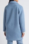 BCB Generation Misty Blue Walker Notch Lapel Longline Bouclé Coat