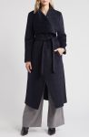 BCBG Black Blue Plaid Scarlet Long Wrap Coat