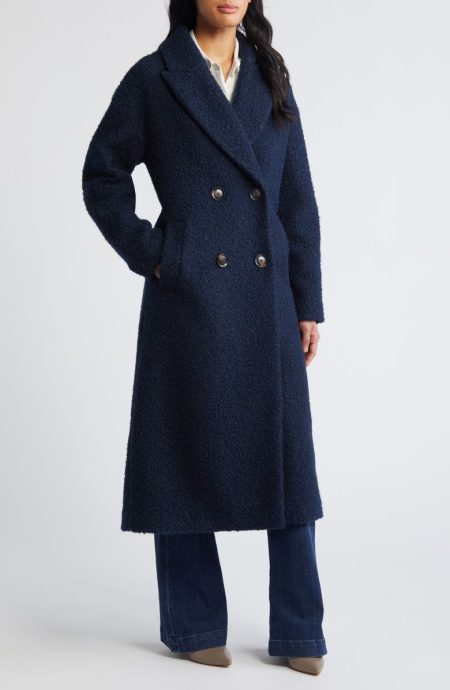 Bcb Generation Double Breasted Bouclé Long Coat