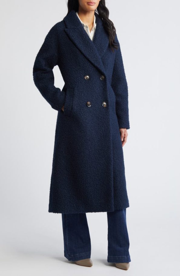 Bcb Generation Double Breasted Bouclé Long Coat