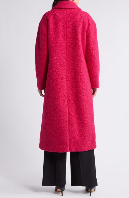 Bcb Generation Magenta Double Breasted Bouclé Long Coat.