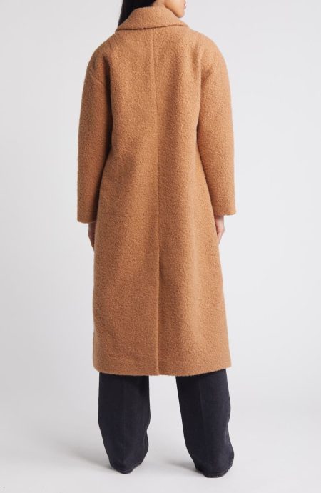 Bcb Generation Toffee Double Breasted Bouclé Long Coat.