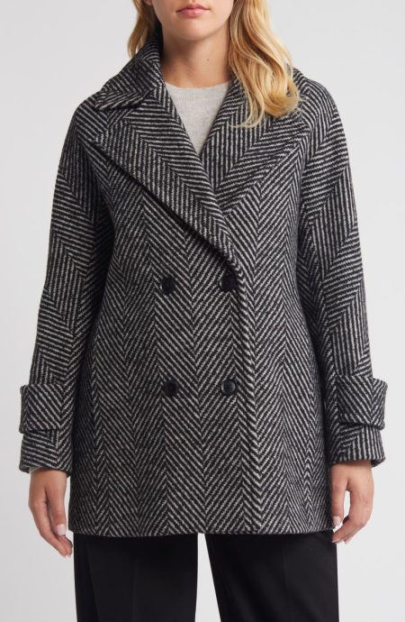 Bcbgmaxazria Short Herringbone Peacoat