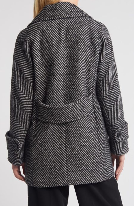 Bcbgmaxazria Short Herringbone Peacoat.