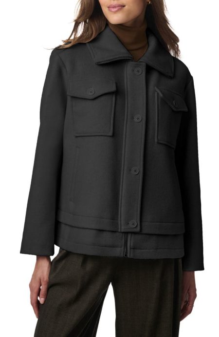 Bernardo Black Chest Pocket Coat